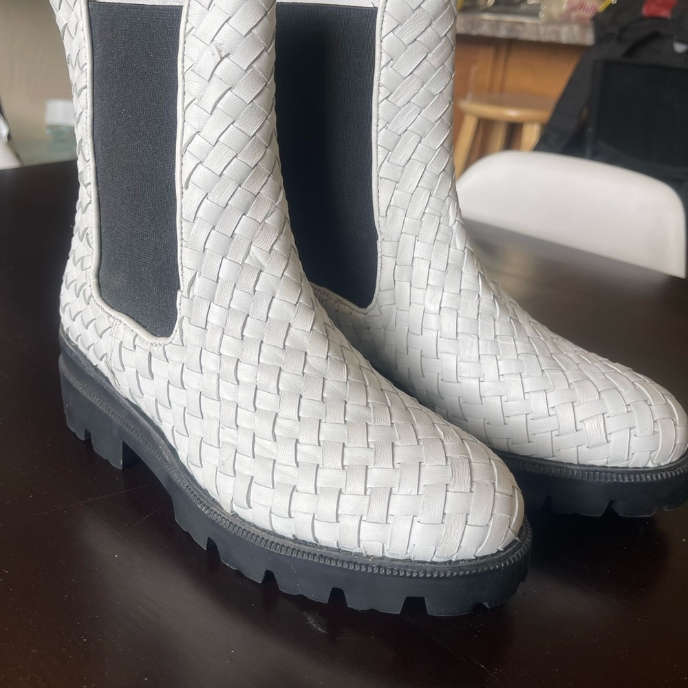 White Woven Boots NEVER WORN